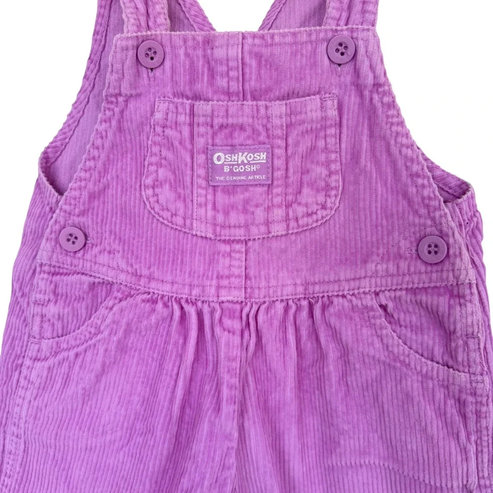 OshKosh B'gosh Corduroy Overalls Toddler 18M Purple Vintage Bibs 816-0008 90 Y2K